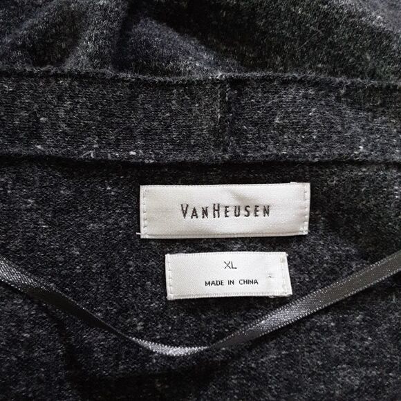 Van Heusen Gray Tweed/Cream/Black Color Block Open Cardigan XL (16) - Picture 4 of 6